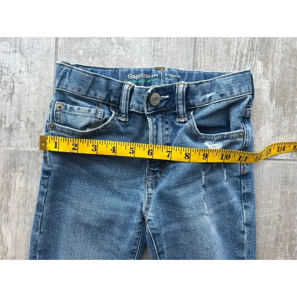 Gap Kids Boys Stretch Denim Jeans Washwell Tapered Slim Leg Light Wash 6 Regular